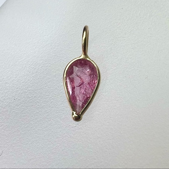 .40ct Glowing Pear Tourmaline 14K Yellow Gold Pendant 12x4.5mm - Picture 2 of 6